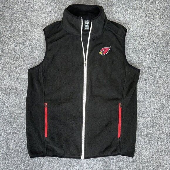 Arizona Cardinals Fleece Vest Mens Small Black Red NFL Football‎ Full Zip Adult - Picture 1 of 7